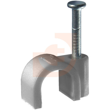 Скоба кабеля, круглая с каленным гвоздем | Полипропилен