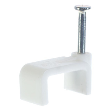 Скоба кабеля, плоская с каленным гвоздем | Полипропилен