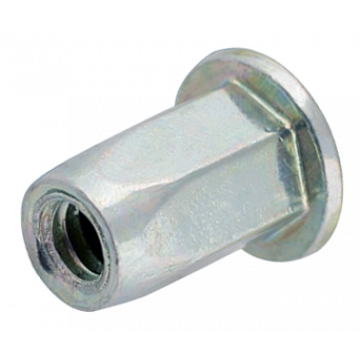 Клепальная гайка шестигранная, с плоской головкой